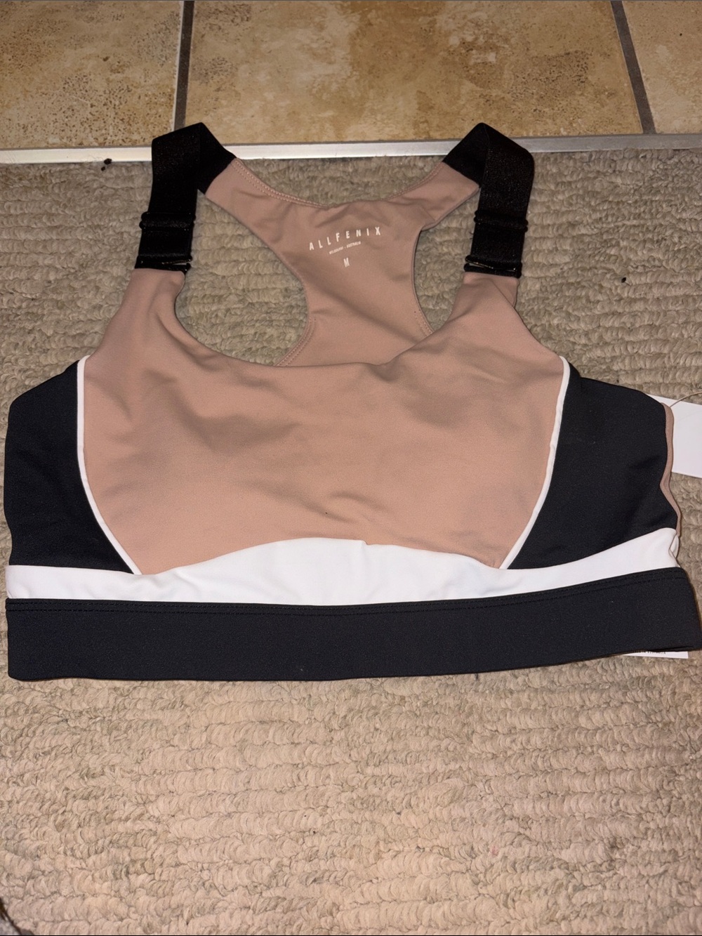 Allie I Women's Khaki & Black Sports Bra - Picture 3 of 7
